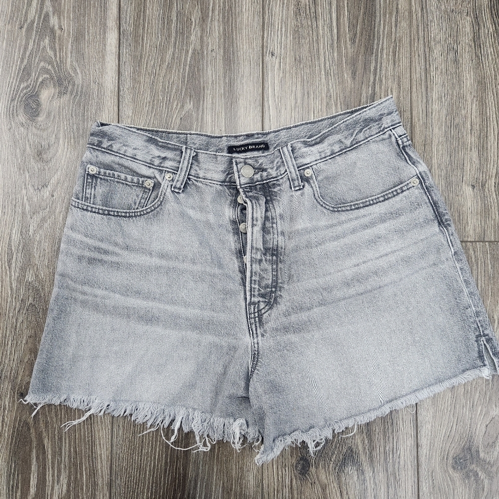 Lucky Brand High Rise Gray Denim Traveler Shorts 14/32